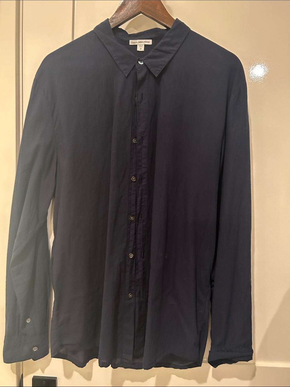 James Peres Dark Navy Men's Button-Up Dress Shirt Size 3